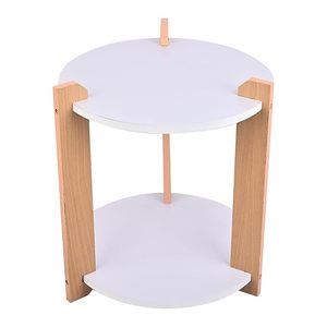 Table d'appoint moderne Aqdus Saleem en bois grainé, à deux niveaux, pour salon et chambre à coucher - Product Image 2