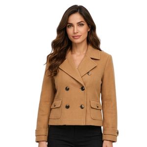 Chaquetas Clásicas Azul Marino para Mujer, Doble Botonadura, Tela Transpirable, Botones Metálicos, Moda Urbana, Chaquetas de Lana - Product Image 5