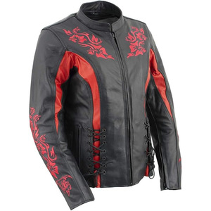 Chaqueta de Motociclista Clásica de Cuero y Textil para Mujer SAMROZ SPORTS - Uso Durante Todo el Año - Product Image 2