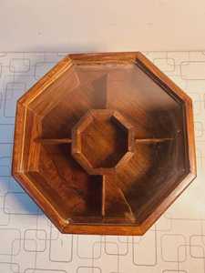 Handmade Sheesham Wood <b>Spice</b> <b>Box</b>, Octagon Masala Organizer with Glass Lid - Product Image 5