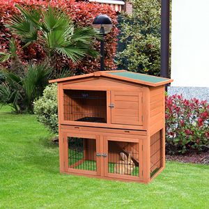 Classica Gabbia per Conigli da Esterno 40 con Vassoio Impermeabile, Rampa e Tetto Resistente alle Intemperie per Piccoli Animali, Realizzata in Legno di Abete - Product Image 2