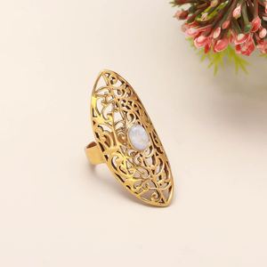 Natural Rainbow Moonstone <b>Ring</b> Gold Vermeil Brass Handmade Gemstone <b>Ring</b> Boho Statement Jewelry For Women Girls Gift <b>Ring</b> - Product Image 1