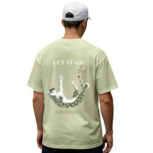 Camiseta de 100% algodón con estampado DTG personalizada, camiseta de gran tamaño de 300gsm de alta calidad para hombre - Product Image 2