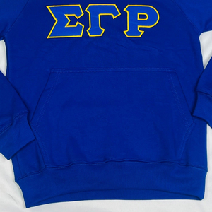 Royal Blue Pullover Hoodie Unisex Gold Letter Embroidered <b>Long</b> Sleeve Hooded <b>Sweatshirt</b> Kangaroo Pocket Casual Streetwear Fleece - Product Image 5