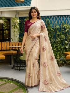 ชุดงานเลี้ยงออกแบบสวยงาม งานปักประณีต พร้อมขอบผ้าลาย Zmy Chu Saree จับคู่กับผ้าไหมอาร์ตซิลค์ - Product Image 1