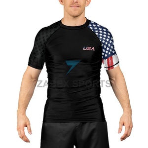 Rashguard de compression MMA de haute qualité pour hommes, personnalisable, manches courtes, extensible, ajusté, 200 GSM - Product Image 5
