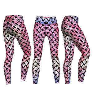 Quick Dry Solid Mid Elastic Waist Sublimation Printed Yoga Leggings with Custom <b>Colour</b> and Logo for Women Yoga Workout <b>Tights</b> - Product Image 1