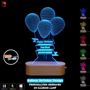 Best Selling 3D Illusion LED Lamp <b>Balloon</b> Shape Design Colorful Acrylic Night Light Romantic Home Decor For Gift For Sale - Product Image 5