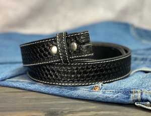 Ceinture pour homme en cuir de vachette de haute qualité, boucle carrée en cuivre, double couture, tressée, 35 mm, texture fine, usage quotidien décontracté - Product Image 2