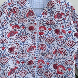 Veste matelassée pour femme à manches longues, imprimé floral, en coton, vêtement d'extérieur de printemps, longueur normale, tissu tissé, style pull - Product Image 6