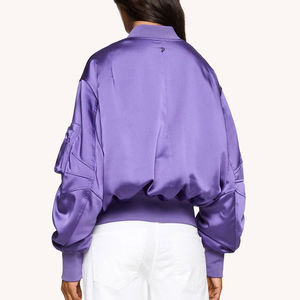 Blousons Bomber Personnalisés Brodés pour Femmes, Veste Bomber Zippée Streetwear pour Femmes, Blouson Bomber 100% Nylon Satin Standard - Product Image 6