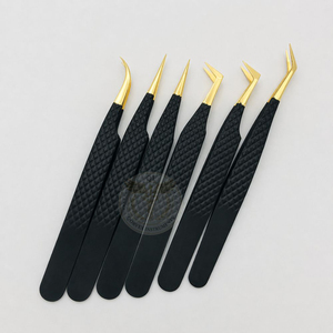 High Quality Black Gold Diamond Grip <b>Eyelash</b> <b>Extension</b> Tweezers Small Pointed Stainless Steel Sustainable <b>Mink</b> Lashes Pakistan - Product Image 3