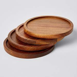 Fournitures de cuisine Dessous de verre en bois Dessous de table en bois gravés à chaud pour décorer pour Noël Minimaliste Bois Rond - Product Image 1