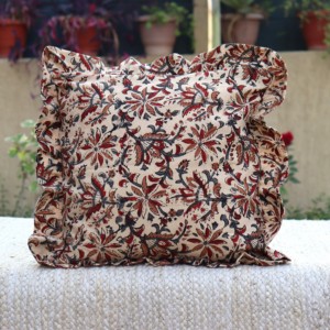 Best Handmade Bohemian Cotton <b>Pillow</b> Covers Luxury Indian Block Print Frill Cushion Cover Floral <b>Throw</b> Raffle Customizable - Product Image 1
