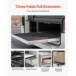 Guide per cassetti per impieghi gravosi da 60 pollici, 1 paio, con cuscinetti a sfera bloccabili, estensione completa a 3 sezioni, capacità di carico 250 libbre, montaggio laterale - Product Image 5