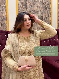 Ensemble Kurti Plazzo en Georgette Premium avec broderie Zari et sequins épais, doublure micro, et dupatta à volants de créateur - Product Image 3