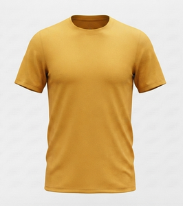 Camiseta de Manga Corta para Hombre, Cuello Redondo, Color Amarillo Mostaza, Corte Regular, Absorbe la Humedad, 100% Poliéster, para Todas las Temporadas - Product Image 1