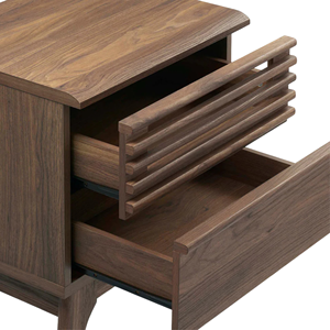 Table de chevet moderne en bois avec tiroir et façade à lattes pour chambre à coucher – Meuble de rangement décoratif - Product Image 4