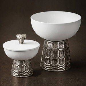 Ensemble de brûleurs d'encens en revêtement poudré noir mat avec base texturée argentée en forme ronde pour la décoration de la maison et l'aromathérapie - Product Image 2