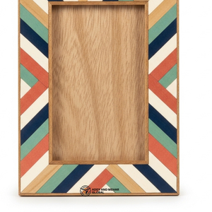 Marco de Fotos de Madera Colorido Hecho a Mano, Marco de Mosaico con Patrón Geométrico, Exhibición de Fotos Elegante - Product Image 4