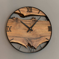 Horloge murale Art Déco mécanique de qualité supérieure, artisanale, durable, en bois, résine et métal, pour la décoration de la maison et du salon, Omar