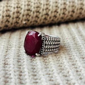 Gothic Vintage Garnet Brass <b>Ring</b> Silver Plated Handmade Textured <b>Statement</b> Wholesale <b>Ring</b> For Women - Product Image 5