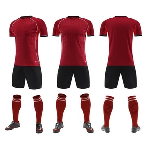 Men's White Soccer Jersey Set With Red Accents Black Shorts And <b>Socks</b> <b>Moisture</b> Wicking Polyester All Seasons Athletic Fit - Product Image 3