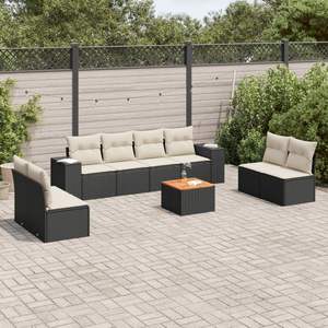 Conjunto de Sofás Modulares Grandes de Ratán PE Negro para Jardín, Muebles Modulares Elegantes para Exteriores - Product Image 1