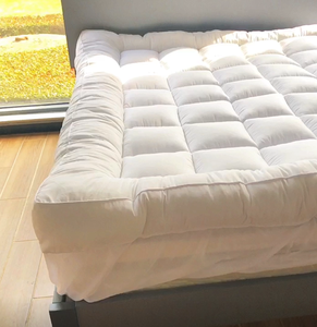 Surmatelas matelassé rafraîchissant en microfibre blanche 400TC, pliable, toutes saisons, lavable, pour usage domestique - Product Image 1