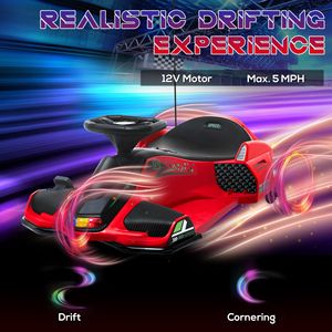 Go-Kart Elettrico da Drift 36V con Avvio Lento, Musica e Luci Rosse, Personalizzabile, Trazione 4x4, Freno a Disco per Bambini, Garanzia 1 Anno - Product Image 4