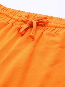 Pantalon de survêtement décontracté en coton orange pour femme avec taille élastique, cordon de serrage et poches latérales – Idéal pour l'automne - Product Image 6