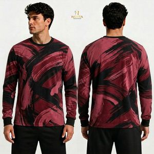 Green Black Jungle Abstract Graphic <b>Fleece</b> Pullover Men Long Sleeve Crewneck Sweatshirt All Over Sublimation Print Outdoor Shirt - Product Image 3