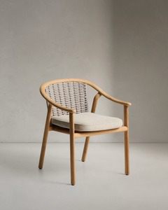 Premium Solid <b>Teak</b> <b>Chair</b> with Woven Rope Seat – Scandinavian Style Dining <b>Chair</b> for Contemporary Interior & Hospitality - Product Image 4