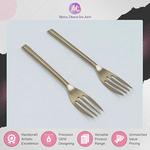 Exportateur mondial vendant des fourchettes à dessert en laiton de qualité supérieure couleur or - Produits de couverts pour la maison et la restauration - Product Image 4