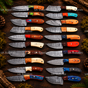 Couteau de chasse professionnel haut de gamme en acier Damas, manche en bois OEM, lame fixe à pointe clip, épaisseur 0,5 mm, qualité industrielle, 8 pouces - Product Image 3