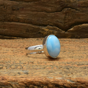 Anillo de Larimar en Plata 925, Hecho a Mano con Piedra Preciosa Natural, Joyería Inspirada en el Océano para Mujer, Regalo de Boda - Product Image 2