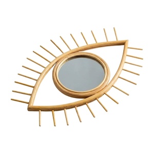 High Quality Rattan Eye Wall <b>Mirror</b> Children Furniture Room Decor Eco Friendly Unique Eyelash Detail Rattan Wall Art <b>Mirror</b> - Product Image 2