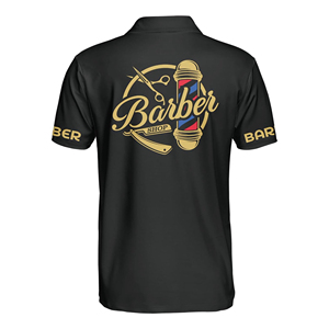 เสื้อยืดผู้ชายพิมพ์ลายคุณภาพดี โพลีเอสเตอร์/คอตตอน สำหรับร้านตัดผม ร้านเสริมสวย ร้านทำเล็บ  รับผลิตตามแบบ พร้อมสกรีนโลโก้  ขายดีอันดับหนึ่ง - Product Image 2