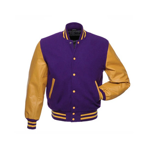 Personnalisez votre propre veste de lycée en laine et cuir doré avec le nom de votre marque dans un style unique - Product Image 3