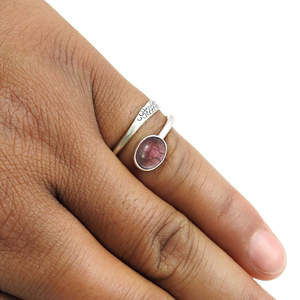 Natural Oval Cut Pink Tourmaline Gemstone <b>Ring</b> In Classics <b>Adjustable</b> Design New Arrival 925 Sterling <b>Silver</b> Bohemian Jewelry - Product Image 3