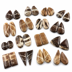 Cabochons en quartz jaspe zèbre naturel, coupes variées, jeu de couleurs assorties, paires de pierres précieuses en vrac pour la fabrication de bijoux, provenant du Rajasthan - Product Image 5