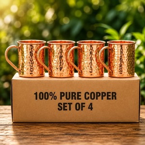 Ensemble de tasses de camping portables en cuivre pur, gravées à la main, design contemporain, avec poignée personnalisable, pour cocktails en extérieur - Product Image 5