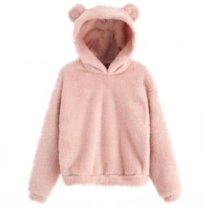 Winter Embroidered Solid Color Cotton Sweatshirt Streetwear Hoodie Pullover Women's <b>Cute</b> <b>Bear</b> Ear Hoodies For Winter - Product Image 1