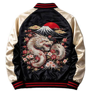 Chaqueta Sukajan Bordada en Tela de Larga Duración con Colores Personalizados, Ajuste Cómodo para Salidas Informales - Product Image 2