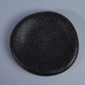<b>Black</b> Speckled Round Ceramic Porcelain Eco-Friendly Durable Japanese Style Dishwasher Safe Serving Dish for Restaurant Party - Product Image 1