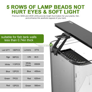 Fullgain 60Cm 30Cm 150Cm 100Cm Rgb Kleine Dikte Clip Op Vissen Full Spectrum Led <span class=keywords><strong>Aquarium</strong></span> Grow Light Zonsopgang Zonsopgang Simulatie - Product Image 2