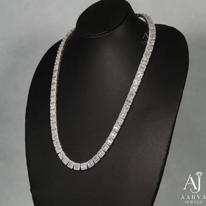 Collier ras-de-cou en argent 925 plaqué rhodium avec moissanite taille brillant ronde, style hip-hop unisexe, idéal pour mariage, fiançailles, cadeau - Product Image 2