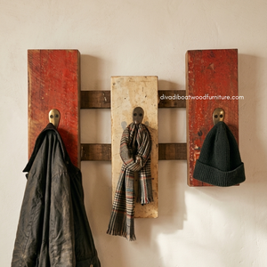 DIVADI Crochets en bois faits à la main, style rustique, antique, vintage, 3 crochets, écologiques, multifonctionnels, pour suspendre manteaux et clés - Product Image 3