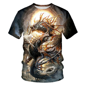 Nueva camiseta informal de manga corta transpirable con estampado de dragón en 3D para hombre y mujer, la mejor calidad a un precio razonable - Product Image 1
