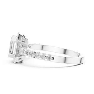 14K Solid White <b>Gold</b> Asscher Cut Lab Grown Diamond Halo Paved <b>Set</b> Engagement <b>Ring</b> Bridal Fine Jewelry For Women And Girls - Product Image 3